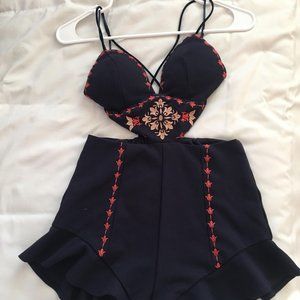 Sexy Navy Romer with Pattern - Size S